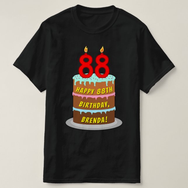 88:e födelsedagen - Roligt Cake & Candles, med ege T Shirt (Design framsida)