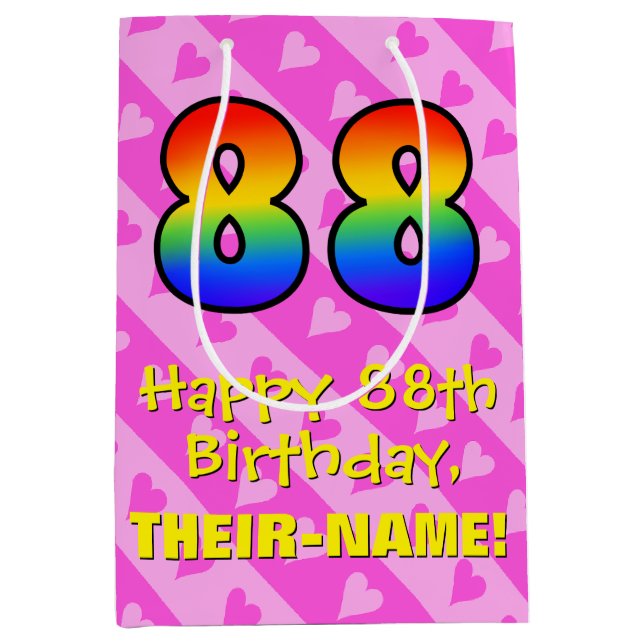 88:e födelsedagen: Roligt Rosa Hearts Rand; Regnbå (Framsidan)