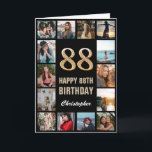 88:e Grattis på födelsedagen Black and Guld Photo  Kort<br><div class="desc">88:e Grattis på födelsedagen Black and Guld Photo Collage Birthday Card. Om du vill göra ytterligare anpassningar klickar du på knappen "Anpassa" och användor verktyg som är utformat för att ändra mallen.</div>