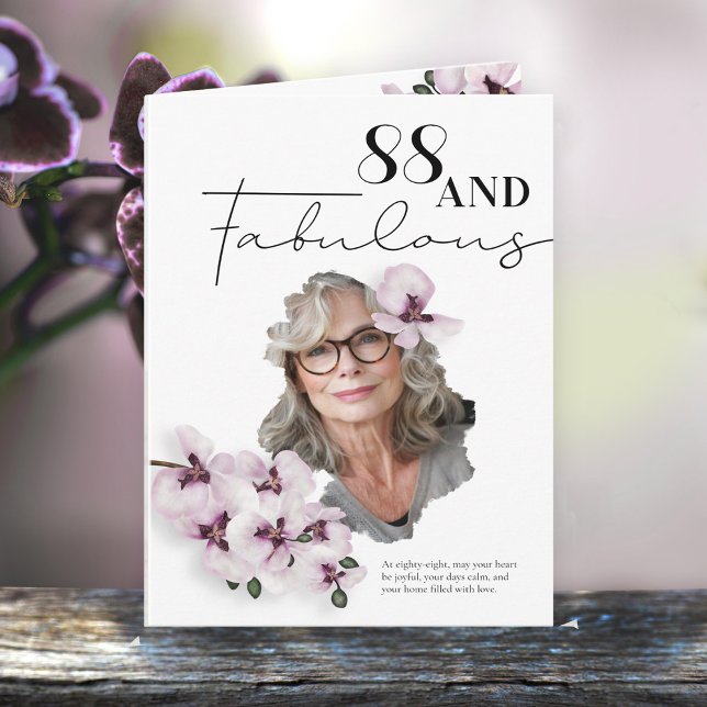 88 & Fabulous Orchid Photo Birthday Greeting Card Kort (Skapare uppladdad)