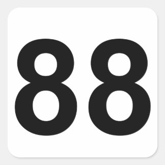 88 - nummer åttioåtta fyrkantigt klistermärke