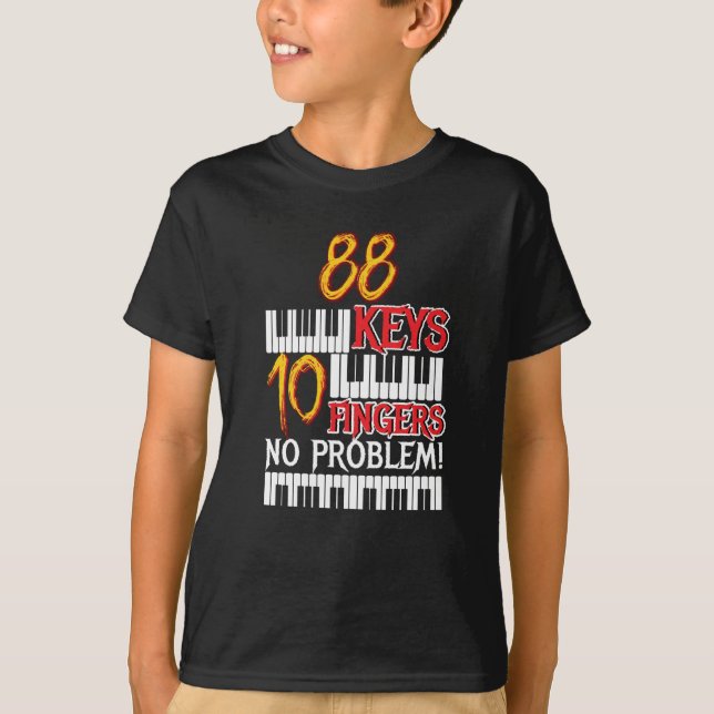88 Nycklar 10 Finger Piano T Shirt (Framsida)