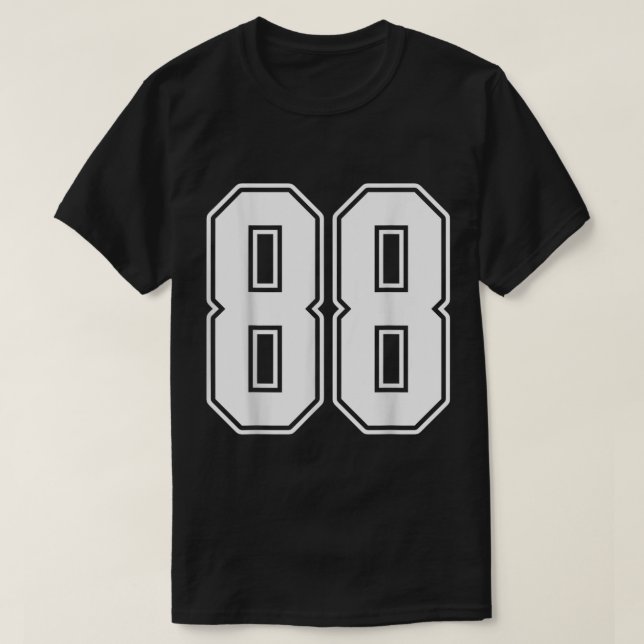 88 Vit konturnummer 88 Sportfantast Jersey Stil T Shirt (Design framsida)