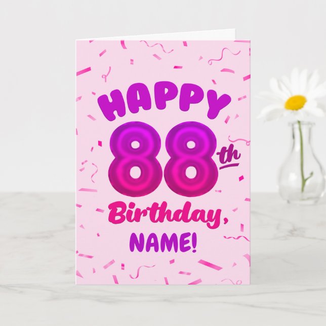 88th Balloon Number Custom Name Birthday Card Kort (Liten växt)