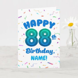 88th Balloon Number Custom Name Birthday Card Kort