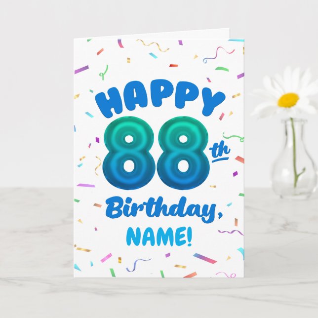 88th Balloon Number Custom Name Birthday Card Kort (Liten växt)