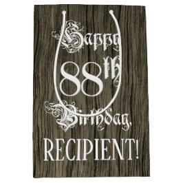 88th Birthday: Fancy, Faux Wood Look + Custom Name