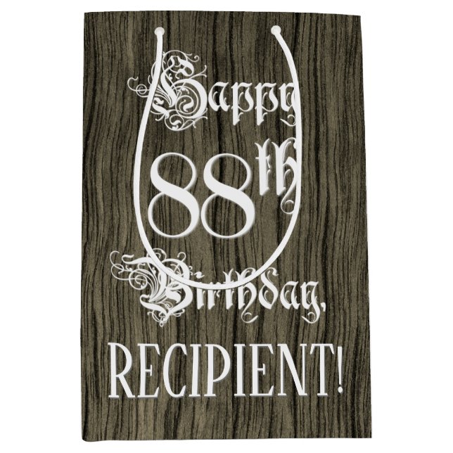 88th Birthday: Fancy, Faux Wood Look + Custom Name (Framsidan)