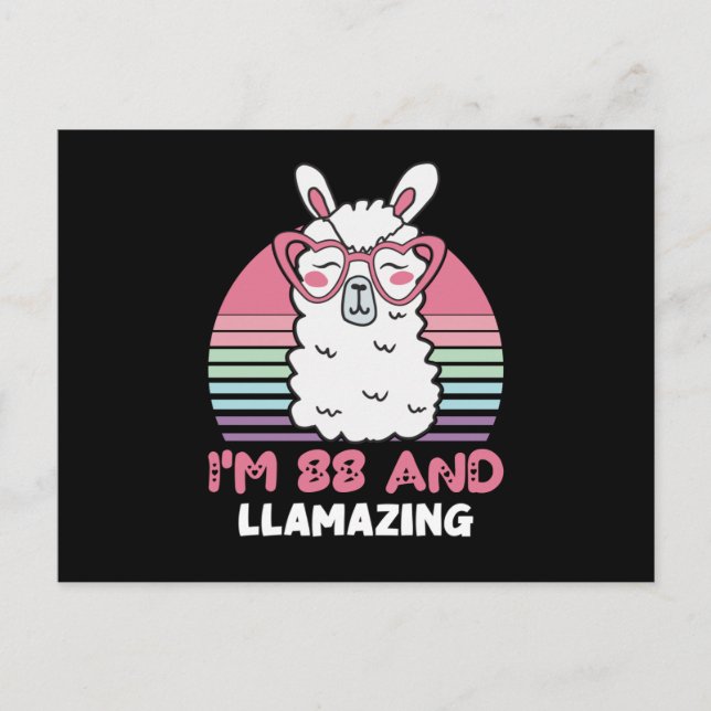 88th Birthday Llamazing Llama 88 Year Old Birthday Vykort (Framsida)