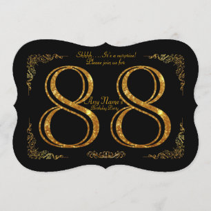 88th,Födelsedagsfest 88th,underbarare Gatsby,svart Inbjudningar