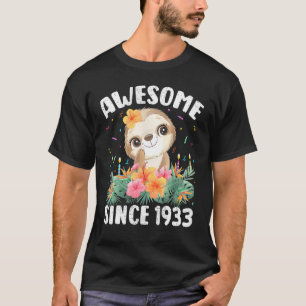 89 år gammal Sloth Älskare Fantastisk sedan 1933 8 T Shirt
