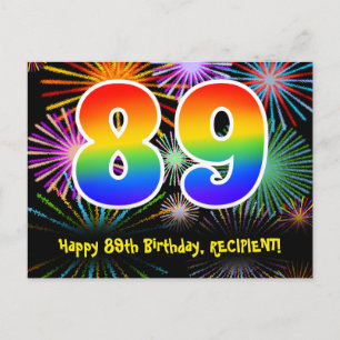 89-årsdag – Roligt fyrverkerimönster + Regnbåge 89 Vykort