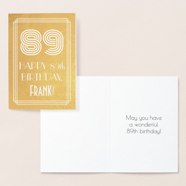 89:e födelsedagen - Art Deco Inspired Titta "89" + Folierat Kort (Display)