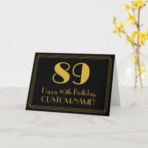 89:e födelsedagen: Art Deco Inspired Titta "89" +  Kort
