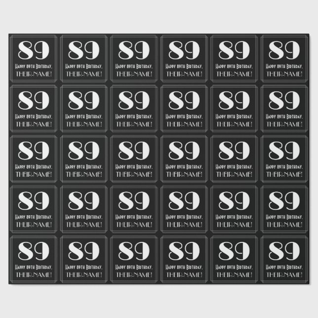 89:e födelsedagen - Art Deco Inspired Titta "89",  Presentpapper (Seam)