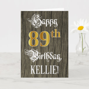 89:e födelsedagen: Faux Guld Titta + Faux Wood Mön Kort