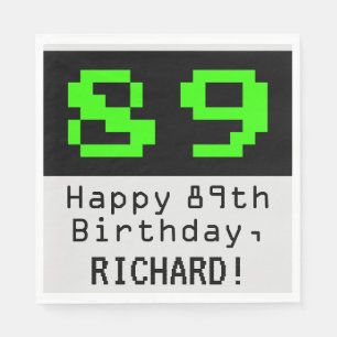 89:e födelsedagen - Nerdy/Geeky Stil "89" och Namn Pappersservett