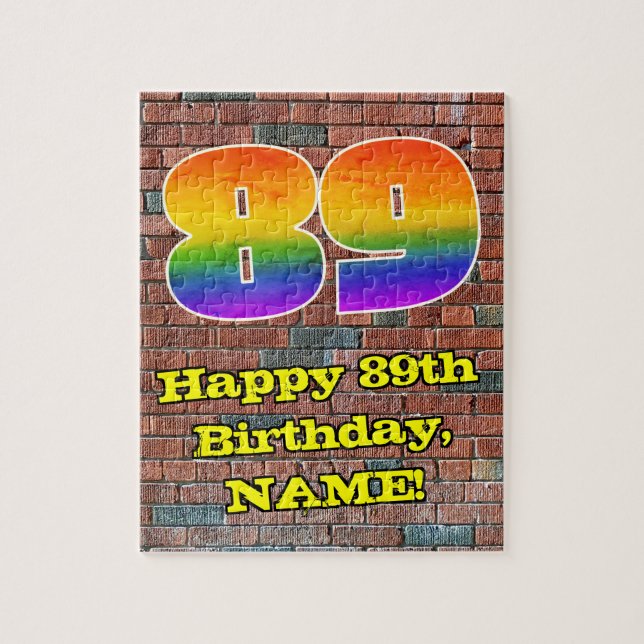 89:e födelsedagen: Roligt Graffiti-Inspired Rainbo Pussel (Vertikal)