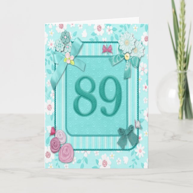 89:e födelsedagskort med blommor kort (Framsida)