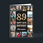 89:e Grattis på födelsedagen Black and Guld Photo  Kort<br><div class="desc">89:e Grattis på födelsedagen Black and Guld Photo Collage Birthday Card. Om du vill göra ytterligare anpassningar klickar du på knappen "Anpassa" och användor verktyg som är utformat för att ändra mallen.</div>