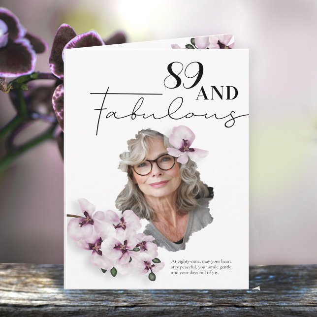 89 & Fantastisk Orchidé Foto Födelsedagsgratulatio Kort (Skapare uppladdad)