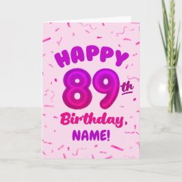 89th Balloon Number Custom Name Birthday Card Kort