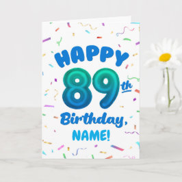 89th Balloon Number Custom Name Birthday Card Kort