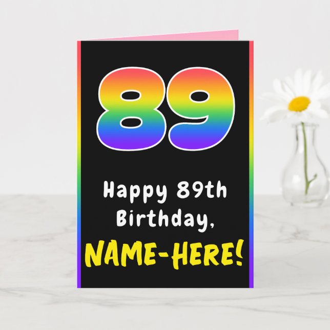 89th Birthday: Colorful Rainbow # 89, Custom Name Kort (Liten växt)