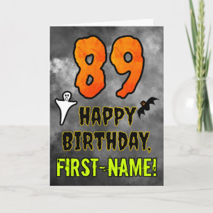 89th Birthday: Eerie Halloween Theme + Custom Name Kort