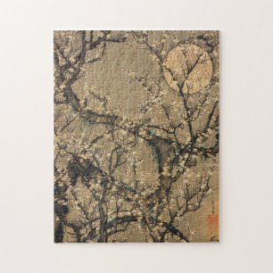 8. 梅花晧月図-, 若冲måne- och plommonblommar, Jakuchū Pussel