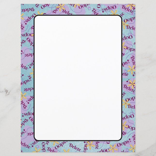 8,5" x 11" pappersark Pappersvaror OOPS! Radera (Framsida)