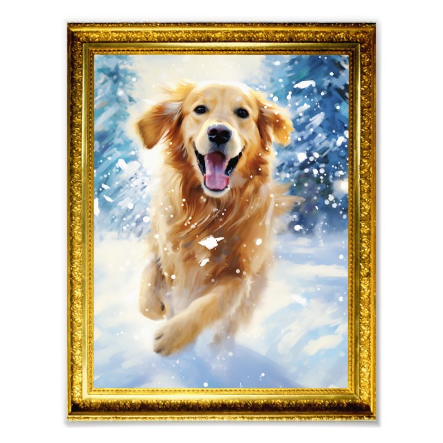 8,5 x 11 Photo Wall Art Golden Retriever Hund Fototryck (Framsidan)