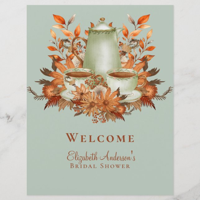 8,5 x 11-tums Boho Terracotta Sage Tea Party-hände (Framsida)