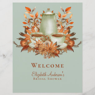 8,5 x 11-tums Boho Terracotta Sage Tea Party-hände