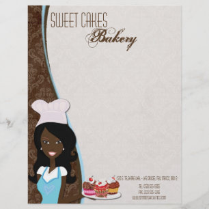8,5x11 Afrikansk amerikansk Baker Kopp Cake Brev H Brevhuvud