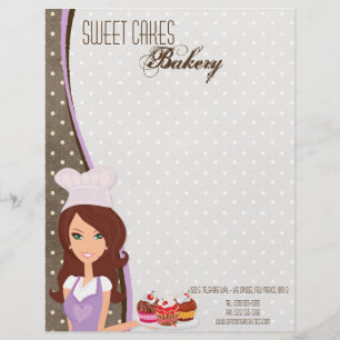 8.5x11 Brunette Baker Lila Kopp Cake Brev Head Brevhuvud