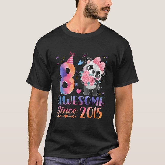 8 8Th Panda Awesome Since 2015 T Shirt (Framsida)