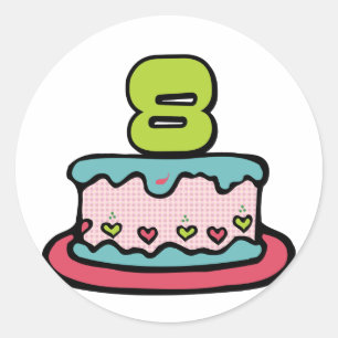 8 Ålderskaka Runt Klistermärke