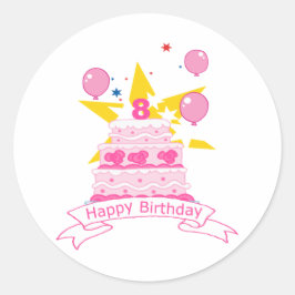 8 Ålderskaka Runt Klistermärke