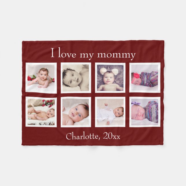 8 Anpassningsbar för fotoPersonlig (Burgundy) Fleecefilt (Framsidan (Horisontell))