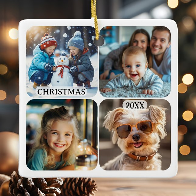 8 Anpassningsbar Foton - viktiga julen Julgransprydnad Keramik (Christmas ornament featuring 8 of your custom photos - a delightful keepsake)
