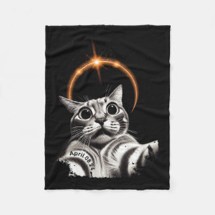 8 april 2024 Funny Selfie Cat 2024 Eclipse Totalit Fleecefilt