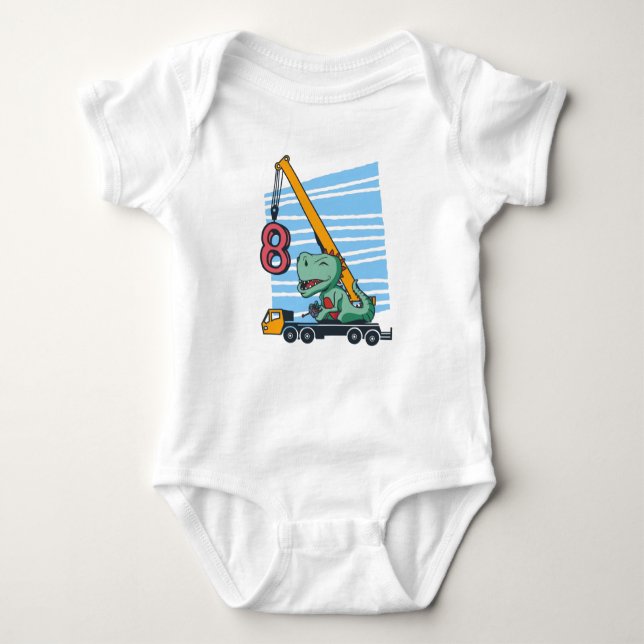 8 år 8:e födelsedagspresenten Mobile Crane Dinosau T Shirt (Framsida)