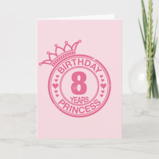 8 år - födelsedagsprinsessan - rosa kort