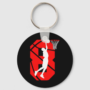 8 år gammal 8:e födelsedag Basketball älskare Nyckelring