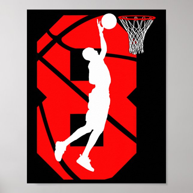 8 år gammal 8:e födelsedag Basketball älskare Poster (Framsidan)