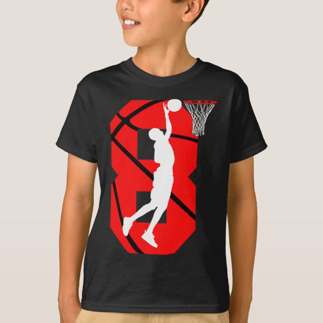 8 år gammal 8:e födelsedag Basketball älskare T Shirt (Framsida)