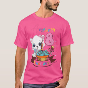 8 år gammal 8:e födelsedag Girls Cute Cat Fantasti T Shirt