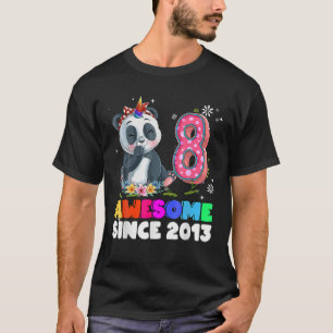 8 år gammal 8:e födelsedag Panda Unicorn Girl Part T Shirt