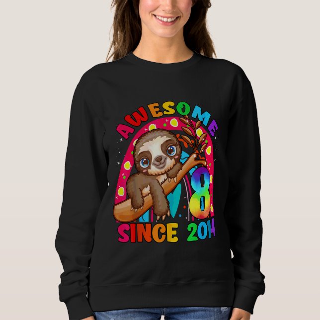 8 år gammal 8:e födelsedag Sloth Girls Fantastisk  T Shirt (Framsida)